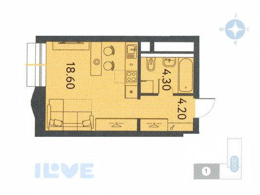 Продам однокомнатную (1-комн.) квартиру, Годовикова ул, 11к3, Москва г