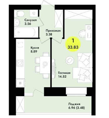 Продам однокомнатную (1-комн.) квартиру, Мира ул, 8, Йошкар-Ола г
