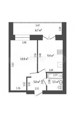 Продам однокомнатную (1-комн.) квартиру, Молодежная ул, 2в, Семеновка с