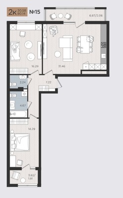 Продам двухкомнатную (2-комн.) квартиру (долевое), Советский пр-кт, 50к3, Калининград г