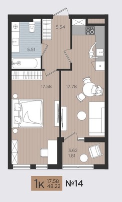 Продам однокомнатную (1-комн.) квартиру (долевое), Советский пр-кт, 50к3, Калининград г