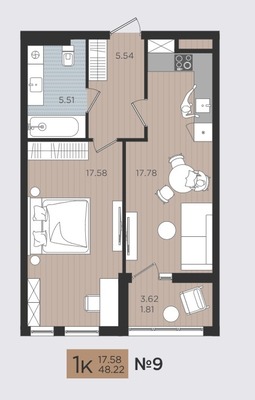 Продам однокомнатную (1-комн.) квартиру (долевое), Советский пр-кт, 50к3, Калининград г
