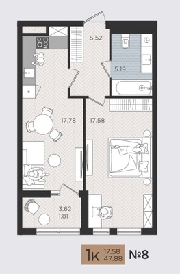 Продам однокомнатную (1-комн.) квартиру (долевое), Советский пр-кт, 50к3, Калининград г