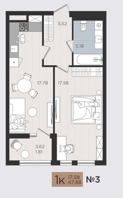 Продам однокомнатную (1-комн.) квартиру (долевое), Советский пр-кт, 50к3, Калининград г