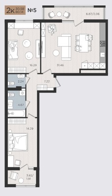 Продам двухкомнатную (2-комн.) квартиру (долевое), Советский пр-кт, 50к3, Калининград г