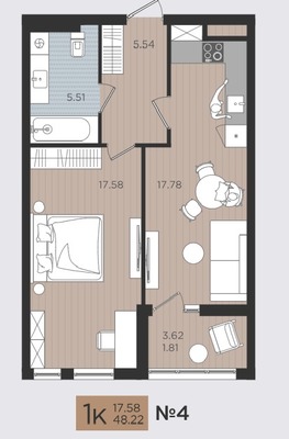Продам однокомнатную (1-комн.) квартиру (долевое), Советский пр-кт, 50к3, Калининград г