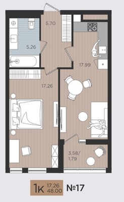 Продам однокомнатную (1-комн.) квартиру (долевое), Советский пр-кт, 50к3, Калининград г