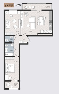 Продам двухкомнатную (2-комн.) квартиру (долевое), Советский пр-кт, 50к3, Калининград г