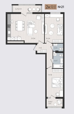 Продам двухкомнатную (2-комн.) квартиру (долевое), Советский пр-кт, 50к3, Калининград г