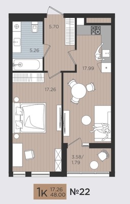 Продам однокомнатную (1-комн.) квартиру (долевое), Советский пр-кт, 50к3, Калининград г