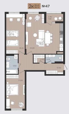 Продам двухкомнатную (2-комн.) квартиру (долевое), Советский пр-кт, 50к3, Калининград г