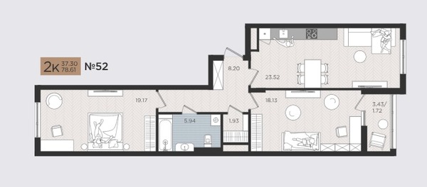 Продам двухкомнатную (2-комн.) квартиру (долевое), Советский пр-кт, 50к3, Калининград г