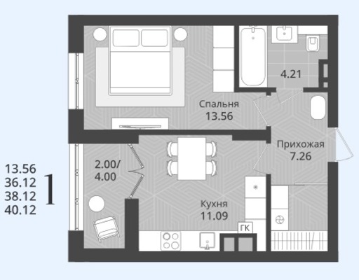Продам однокомнатную (1-комн.) квартиру (долевое), Осенняя ул, 34, Калининград г