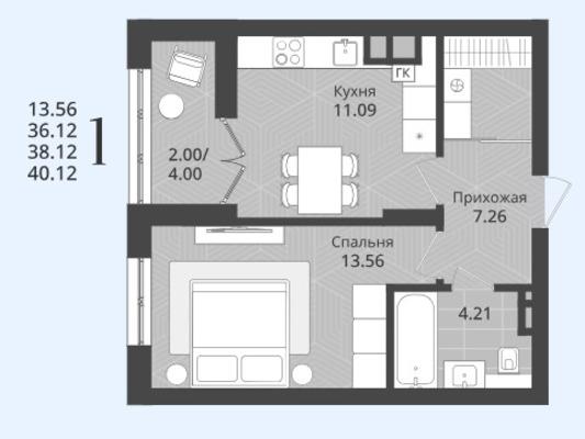 Продам однокомнатную (1-комн.) квартиру (долевое), Осенняя ул, 34, Калининград г