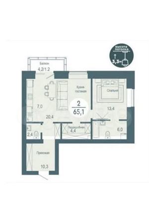 Продам двухкомнатную (2-комн.) квартиру, Авиаторов ул, 4г, Красноярск г