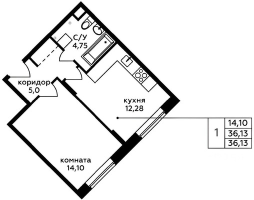 Продам однокомнатную (1-комн.) квартиру, Зеленые аллеи б-р, 11, Видное г