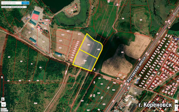 Продам участок 400 соток, Фермерское хоз., Ростовское шоссе ул, Кореновск г, 0 км от города