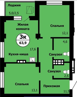 Продам двухкомнатную (2-комн.) квартиру, Лесопарковая ул, 43к2, Красноярск г