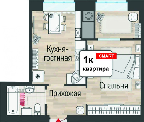 Продам однокомнатную (1-комн.) квартиру, Перспективная ул, 8, Рыбное г