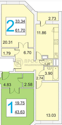 Продам двухкомнатную (2-комн.) квартиру, Гагарина пр-кт, 23, Люберцы г