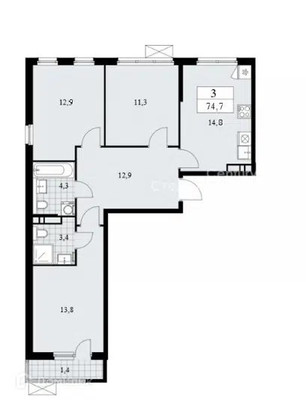 Продам трехкомнатную (3-комн.) квартиру, Братьев Гранат ул, 6, Сосенское п