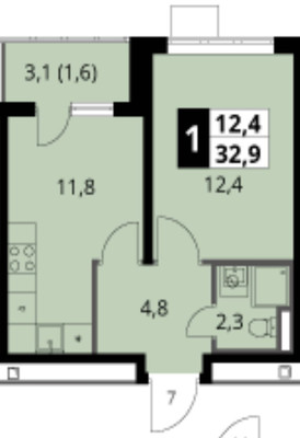 Продам однокомнатную (1-комн.) квартиру (долевое), Южная ул, 4, Сапроново д