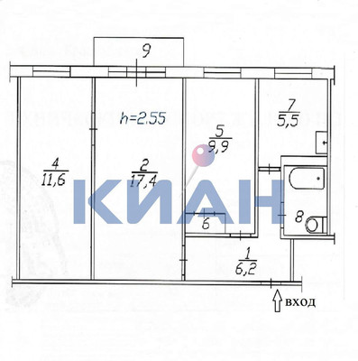 Продам трехкомнатную (3-комн.) квартиру, Красномосковская ул, 25, Красноярск г