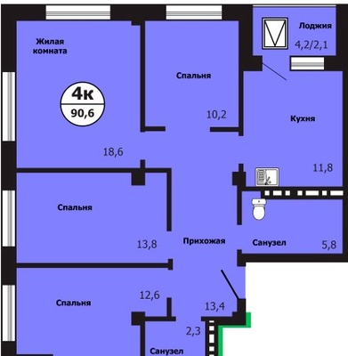 Продам многокомнатную квартиру, Лесников ул, 57, Красноярск г