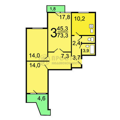 Продам комнату в 3-комн. квартире, Чертановская ул, 32к1, Москва г