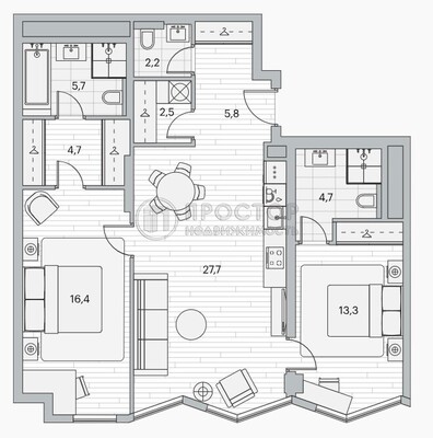 Продам двухкомнатную (2-комн.) квартиру, Береговой проезд, 2, Москва г