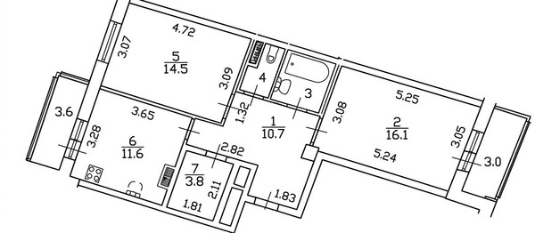 Продам двухкомнатную (2-комн.) квартиру, Туристская ул, 18Ак1, Санкт-Петербург г