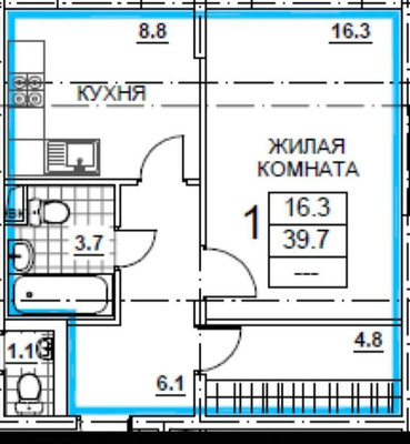 Продам однокомнатную (1-комн.) квартиру, Екатерининская ул, 9, Мурино п
