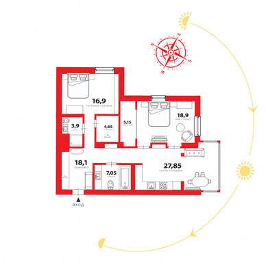 Сдам трехкомнатную (3-комн.) квартиру, Приморский пр-кт, 78к5, Санкт-Петербург г