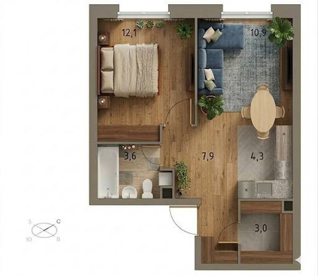 Продам двухкомнатную (2-комн.) квартиру, Куприна пр-кт, 40, Сосенское п