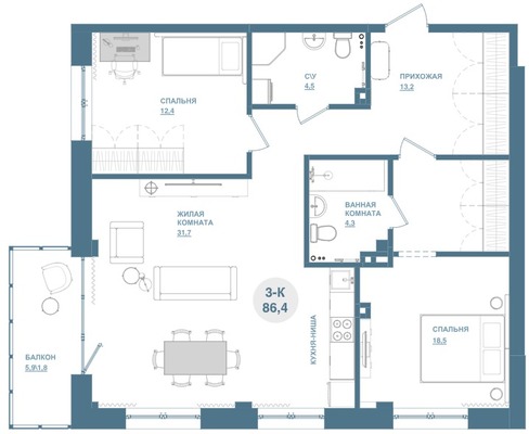 Продам двухкомнатную (2-комн.) квартиру, Свердловская ул, 6е, Красноярск г