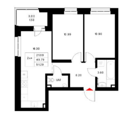 Продам двухкомнатную (2-комн.) квартиру (долевое), Техническая ул, 21б, Казань г