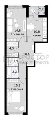 Продам двухкомнатную (2-комн.) квартиру, Строительный проезд, 9к1, Москва г