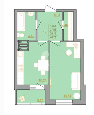 Продам однокомнатную (1-комн.) квартиру, Тибетская ул, 1кв, Ростов-на-Дону г