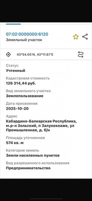 Продам землю для коммерческого использования 5,74 соток, Промышленная ул, Залукокоаже п