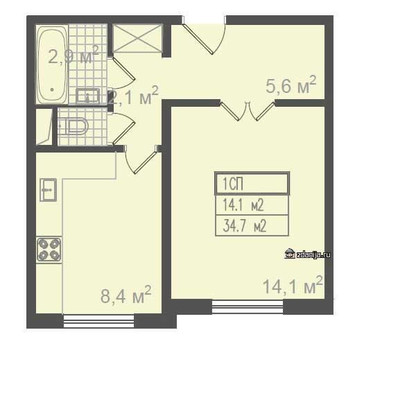 Продам однокомнатную (1-комн.) квартиру, Литовский б-р, 34, Москва г