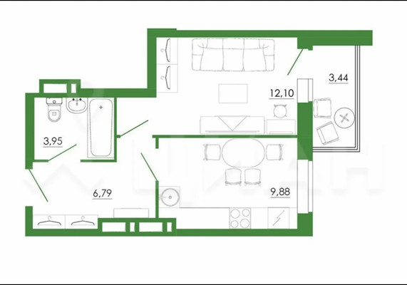 Продам однокомнатную (1-комн.) квартиру, Днепровский пер, 117с1, Ростов-на-Дону г