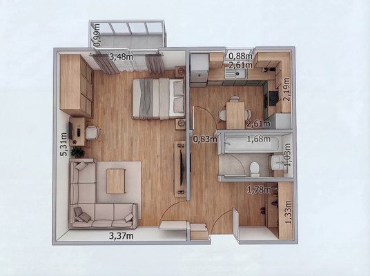 Продам однокомнатную (1-комн.) квартиру, Химиков ул, 7, Рошаль г