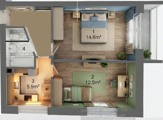 Продам двухкомнатную (2-комн.) квартиру, Карла Либкнехта ул, 1, Рошаль г