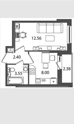 Продам однокомнатную (1-комн.) квартиру, Воронцовский б-р, 21к3, Мурино п