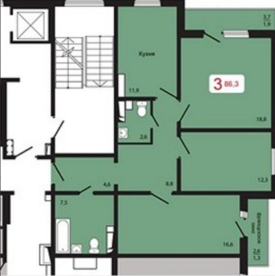 Продам трехкомнатную (3-комн.) квартиру, Судостроительная ул, 31ке, Красноярск г