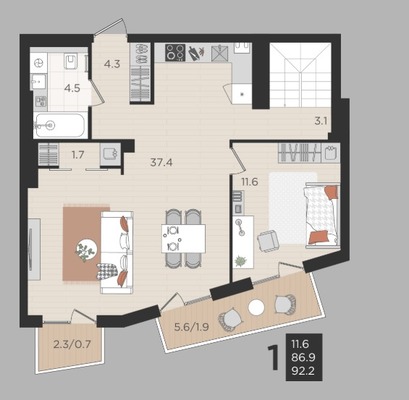 Продам однокомнатную (1-комн.) квартиру (долевое), Васильковая ул, 13А, Малое Васильково п