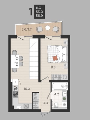 Продам однокомнатную (1-комн.) квартиру (долевое), Васильковая ул, 13А, Малое Васильково п
