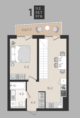 Продам однокомнатную (1-комн.) квартиру (долевое), Васильковая ул, 13А, Малое Васильково п