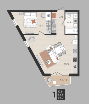 Продам однокомнатную (1-комн.) квартиру (долевое), Васильковая ул, 13А, Малое Васильково п