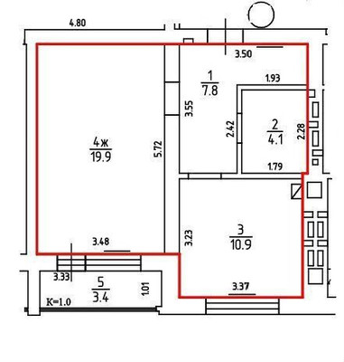 Продам однокомнатную (1-комн.) квартиру, Куйбышева ул, 27Бкб, Калининград г